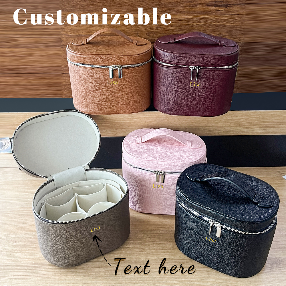 Mens Grooming Kit Bag - Large-capacity PU leather cosmetic box with