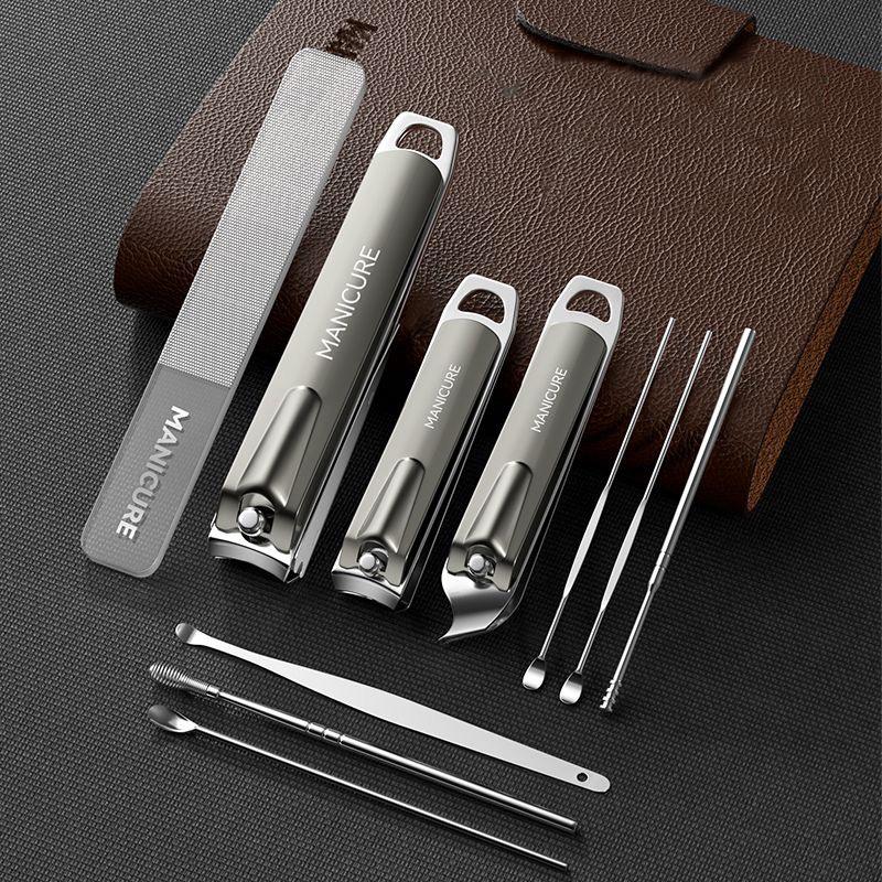 Mens Grooming Travel Kit - 10 Pcs Manicure Pedicure Set Portable