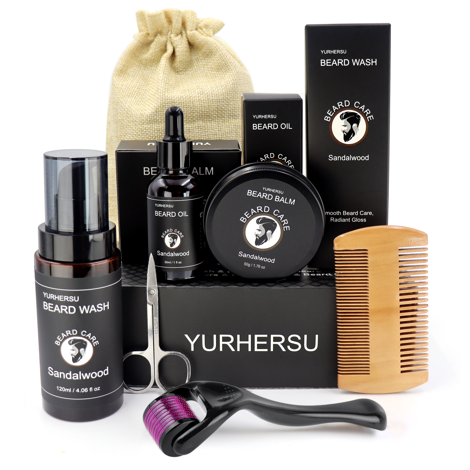 Mens Grooming Travel Kit - 7Pcs Beard Care Kit for Men,