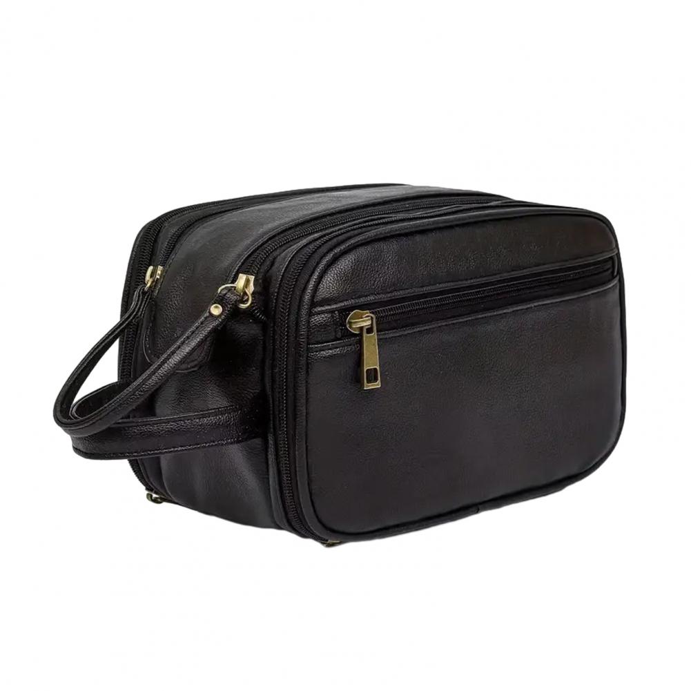 Travel Makeup Bag Faux Leather - Mens Grooming Kit Bag ulasan dan harga