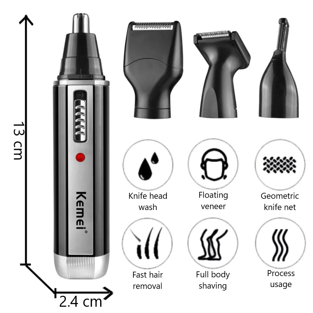 Kemei 4 in 1 trimmer for men E - Men'S Grooming Nose And Ear ulasan dan harga