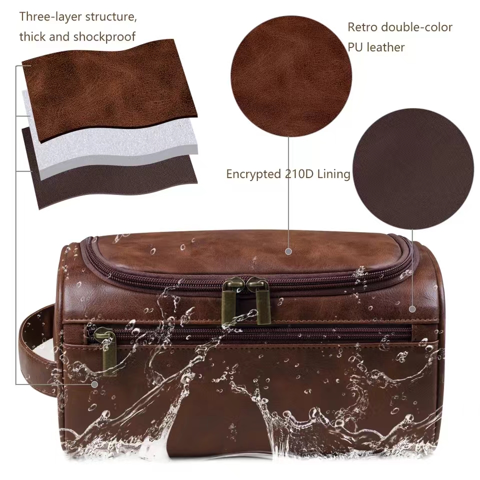 Large Leather Toiletry Bag Han - Mens Grooming Kit Bag ulasan dan harga