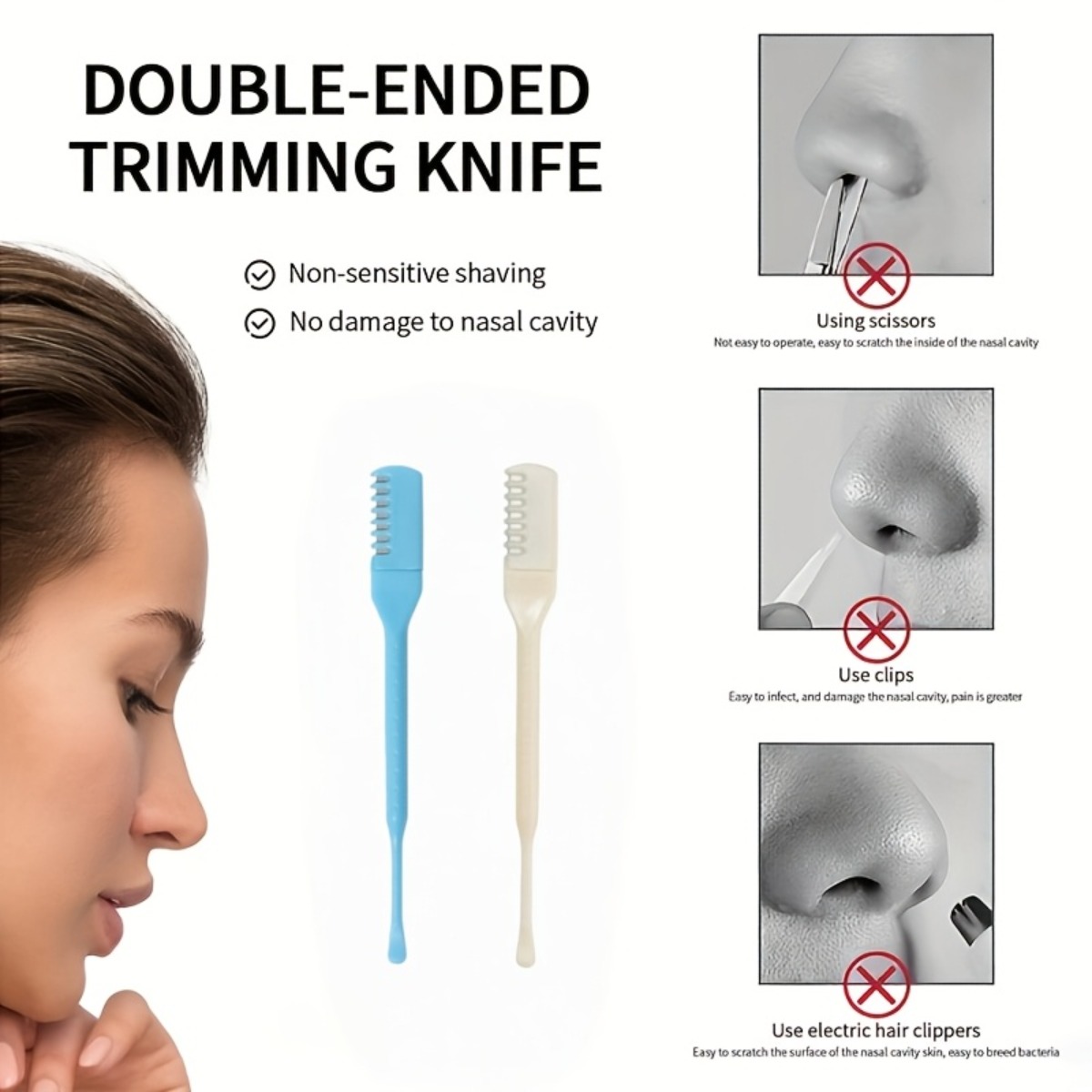 2Pcs Dual Head Nose Hair Trimm - Men'S Grooming Boxes ulasan dan harga