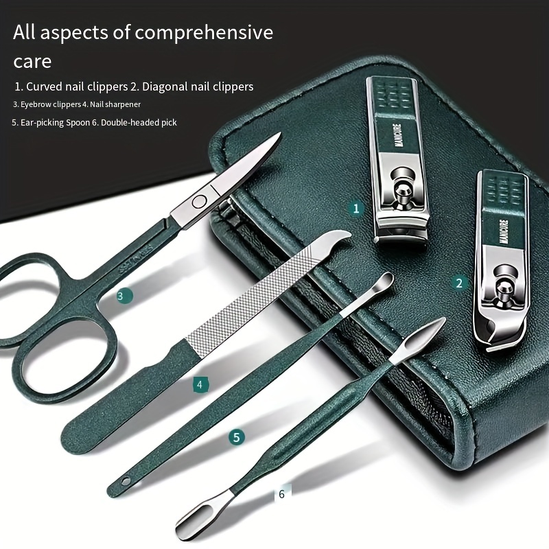 Nail Clipper Set, 6PCS Manicur - Mens Grooming Travel Kit ulasan dan harga