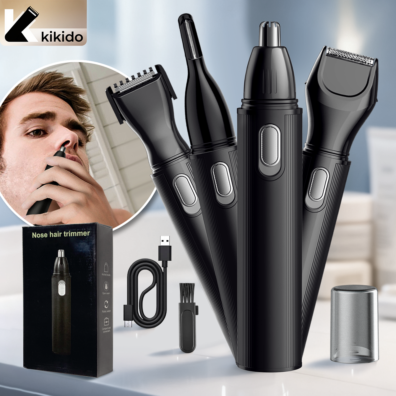 KIKIDO 4 in 1 Nose Hair Trimme - Men'S Grooming Nose And Ear ulasan dan harga